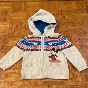 Disney Gray and Blue Mickey Mouse Hoodie zip up cardigan  size 12 to 18 months
